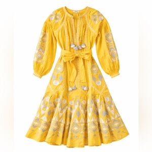 March 11 Kilim Yellow Midi Linen Dress Size M